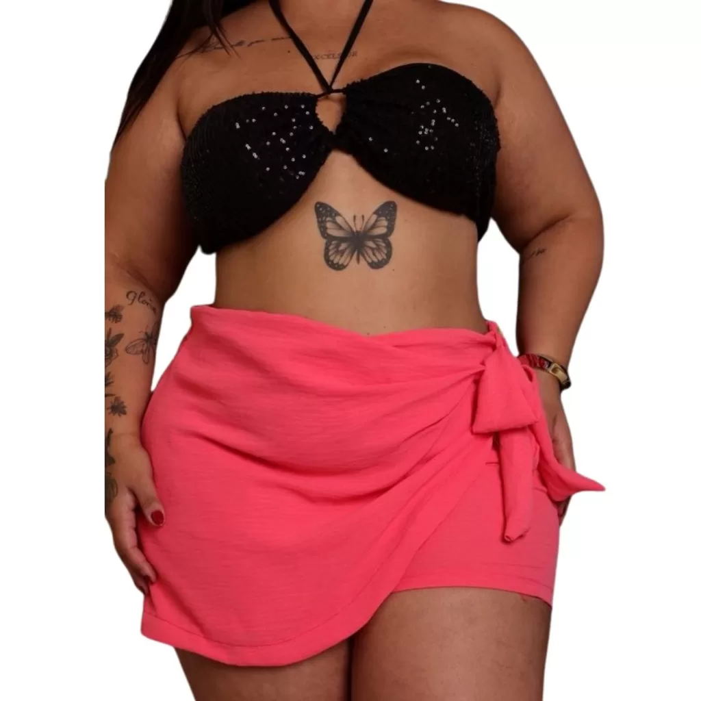 Short Saia Curto Laço Lateral Plus Size Casual Moda Verçao – Viola