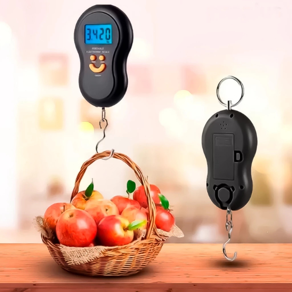 Balança Digital Portátil De Mão Com Gancho Para Pesar Malas e Bolsas Bagagem Pesca Até 50Kg Viagem