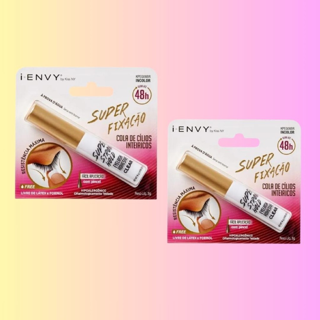 MAQUIAGEM COLA DE CÍLIOS SUPER FIXAÇÃO INCOLOR KNY IENVY 5G KIT 2 UNIDADES