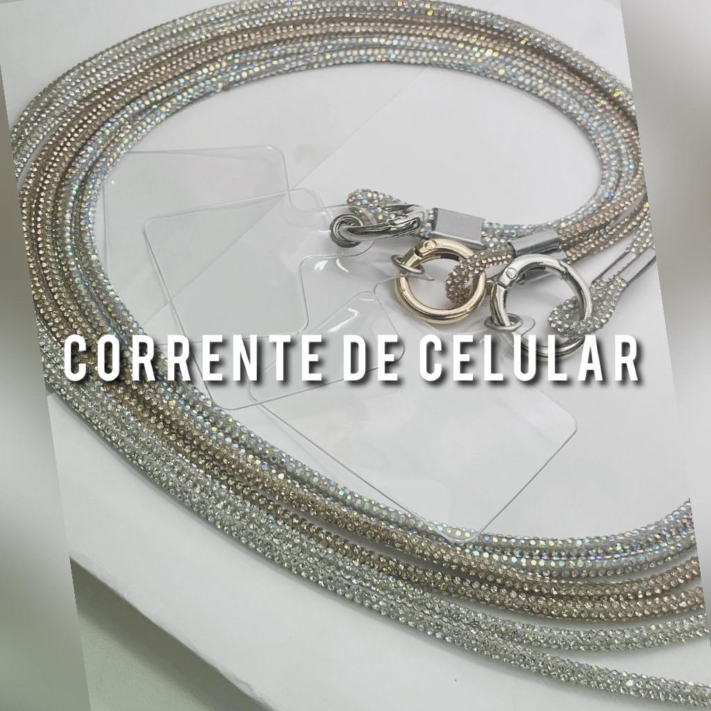 Cordão Smartphone Corrente Celular de Strass 60CM/65CM Acessório Pescoço Corpo