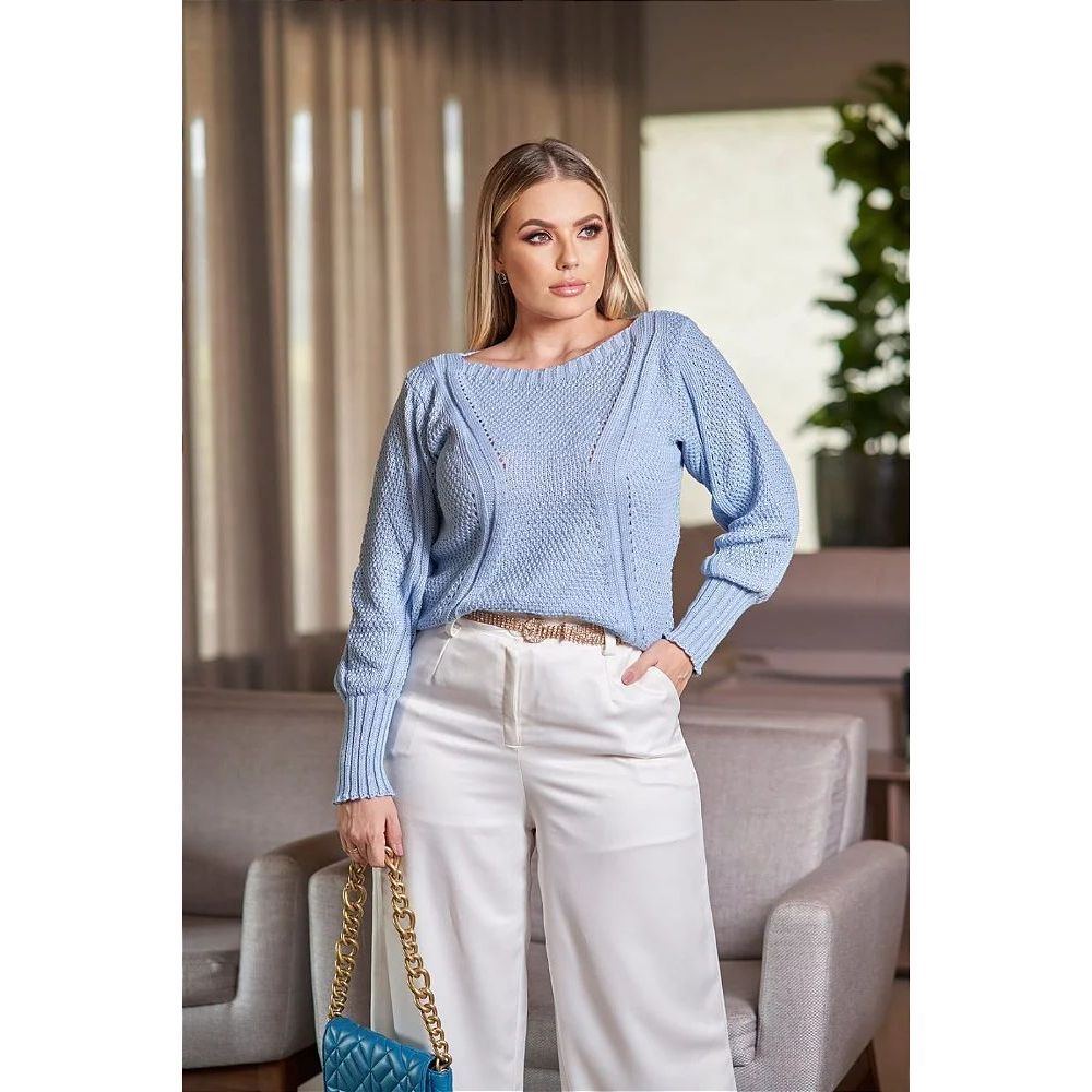 Blusa de Frio Feminina Tricot Manga Longa Suéter Confortável Inverno Marister Malhas