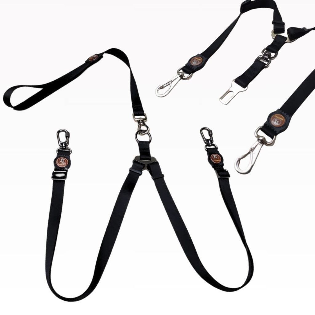 Guia Dupla E Cinto De Segurança Duplo Para Cachorro da Facepet