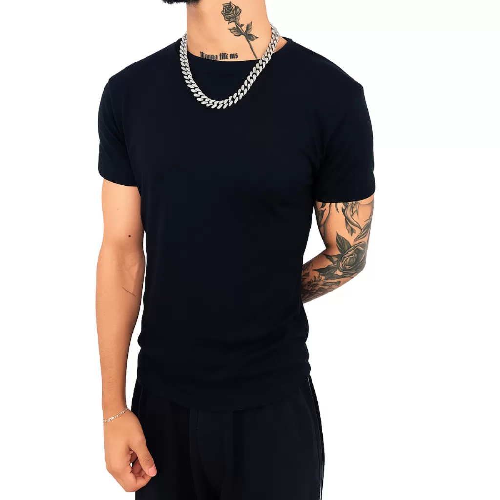 Camiseta Masculina Canelada Masfe Estilo Americano Básica Slim Fit Confortável Leve e Macia
