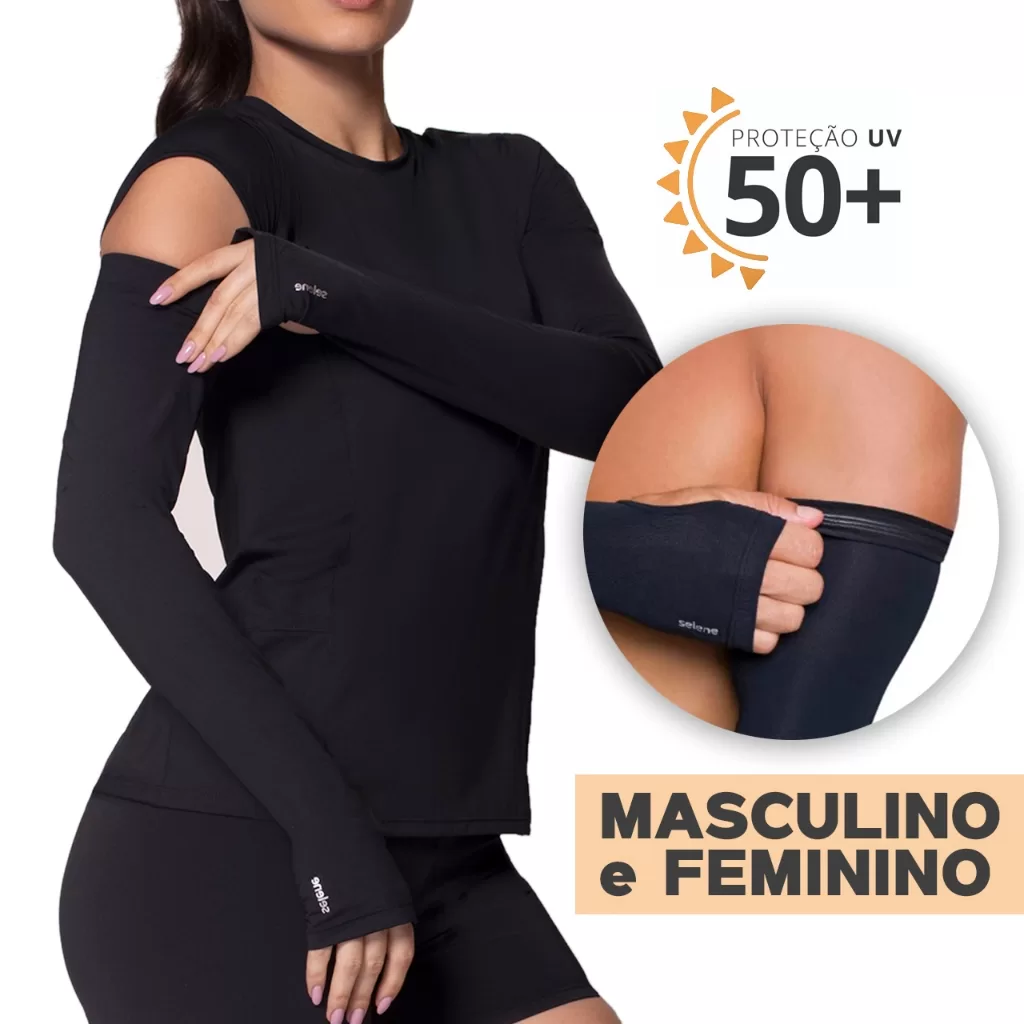 Manguito com Abertura para Dedo Proteção Solar UV 50 Silicone para Nao Enrolar Poliamida Masculino F