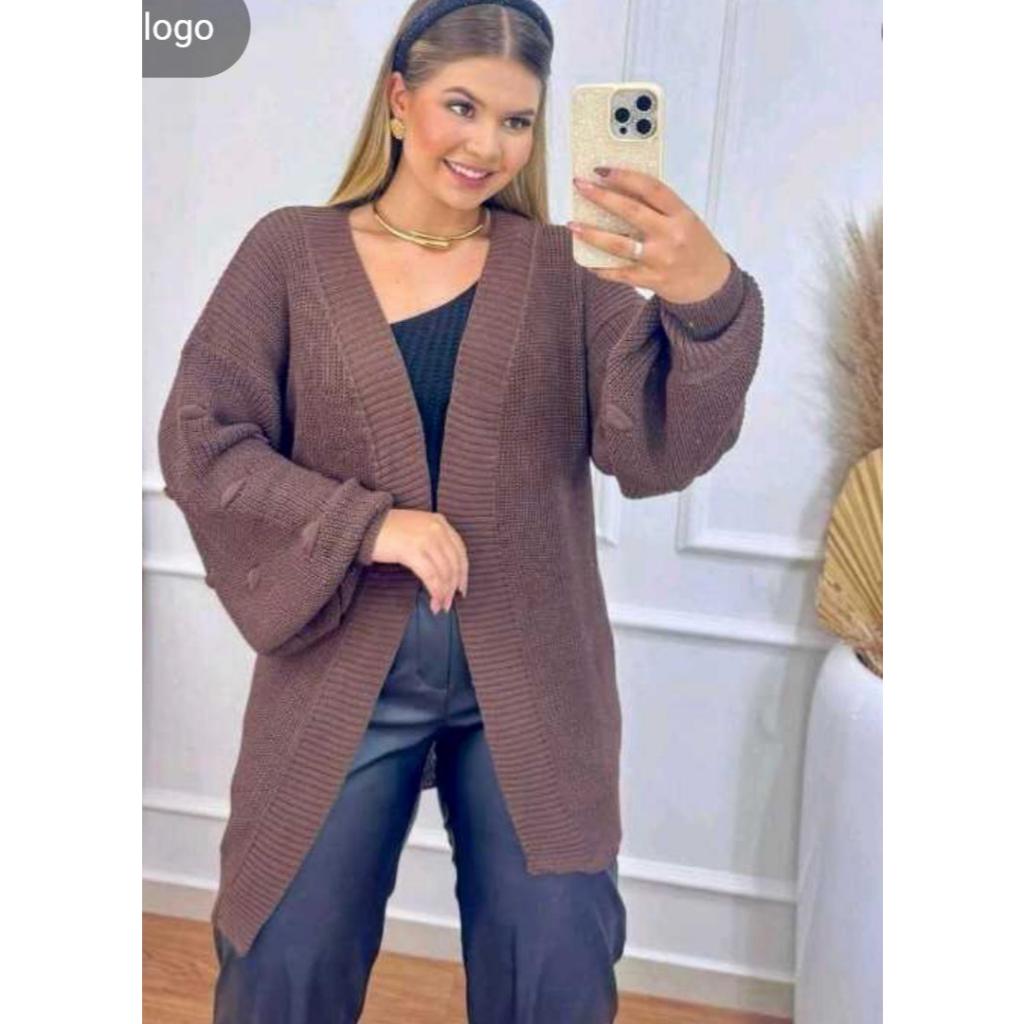 Casaco de Tricô Feminino Casaco Plus Size Feminino Cardigan Plus Size Feminino Cardigan Feminino