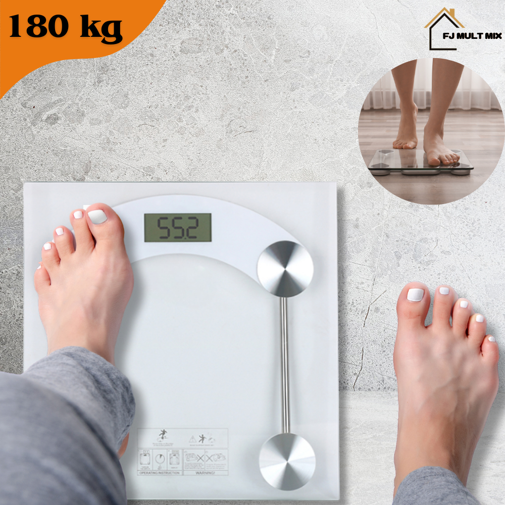 Balança Corporal Digital Eletrônica Vidro 180kg LCD Multiuso Com Vidro Temperado Premium + Bateria