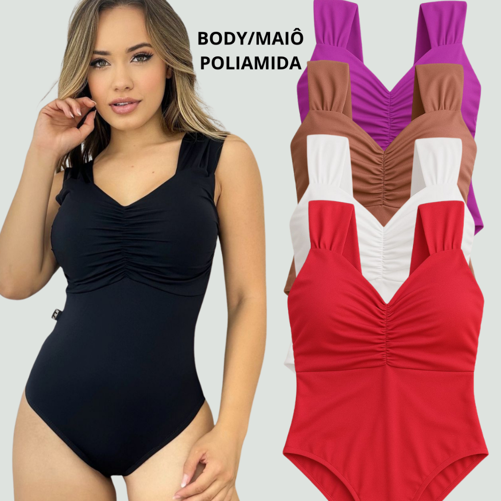Kit 2 Maiô Disfarça Barriga Feminino Poliamida Premium Bojo Forrado Conforto Versátil Praia