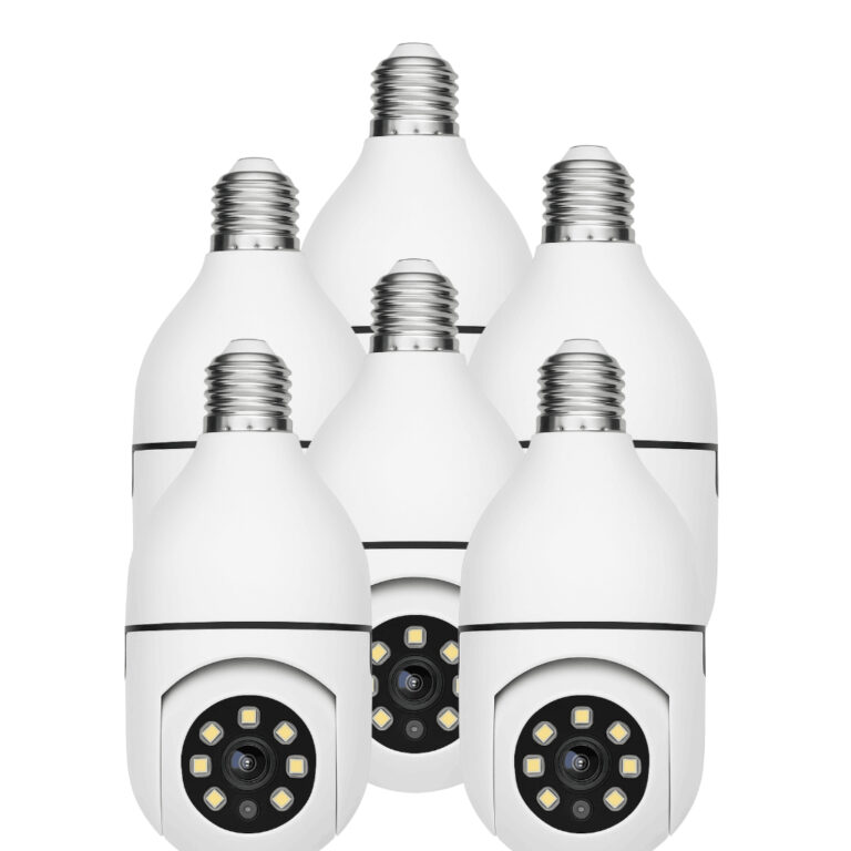 Kit 6 Câmeras Lâmpada Wi-Fi com Rotação 360°,