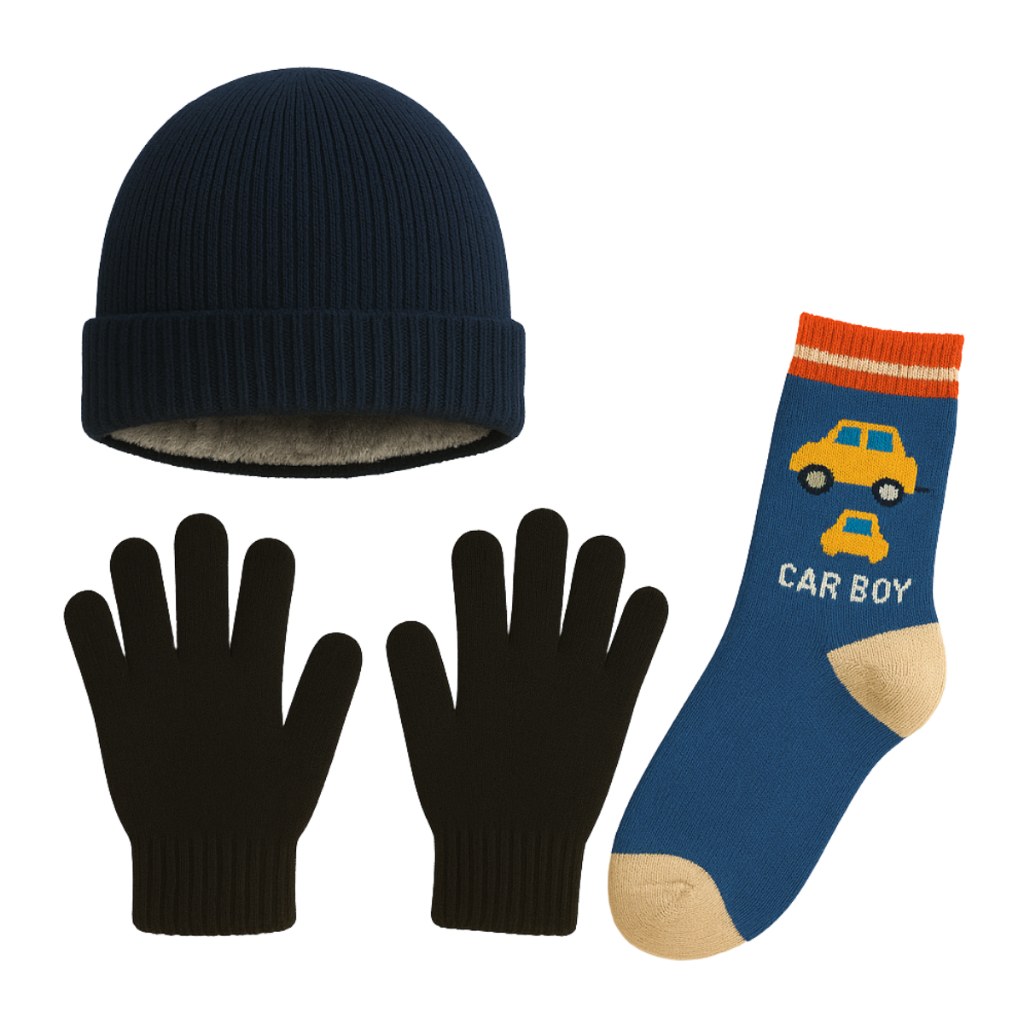 Kit Inverno Infantil Escolar  Touca Luva e Meia Confortável para Menino e Menina