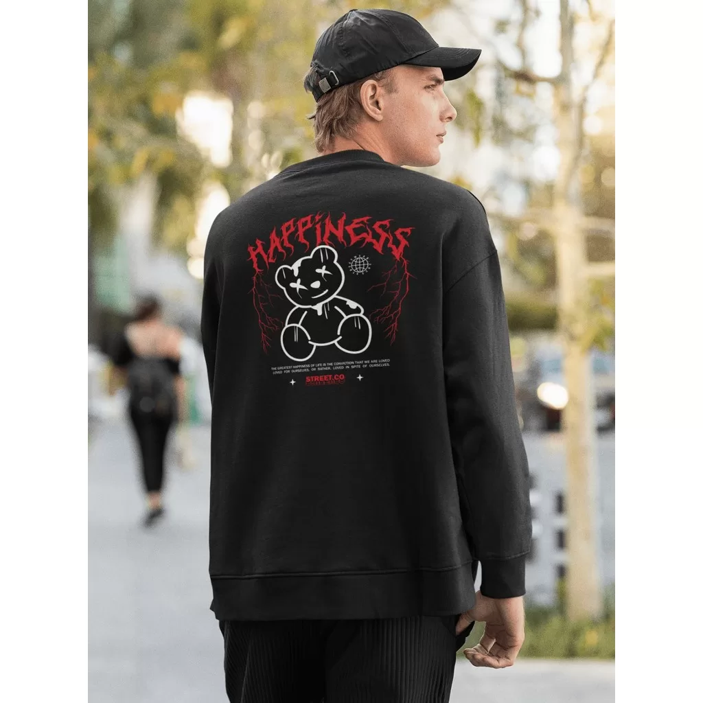 Moletom Careca Blusa de Frio Suéter Gola Redonda Masculino Casual Streetwear 100% Algodão Estampa –