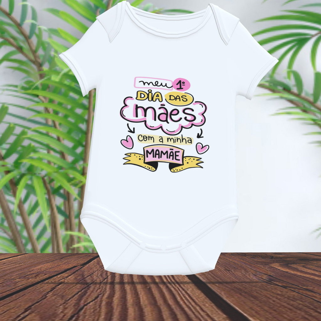 Body Bebê Personalizado Primeiro dia das Mães Sua Estampa Parabens Mesversario Sua Foto Chá de Bebê