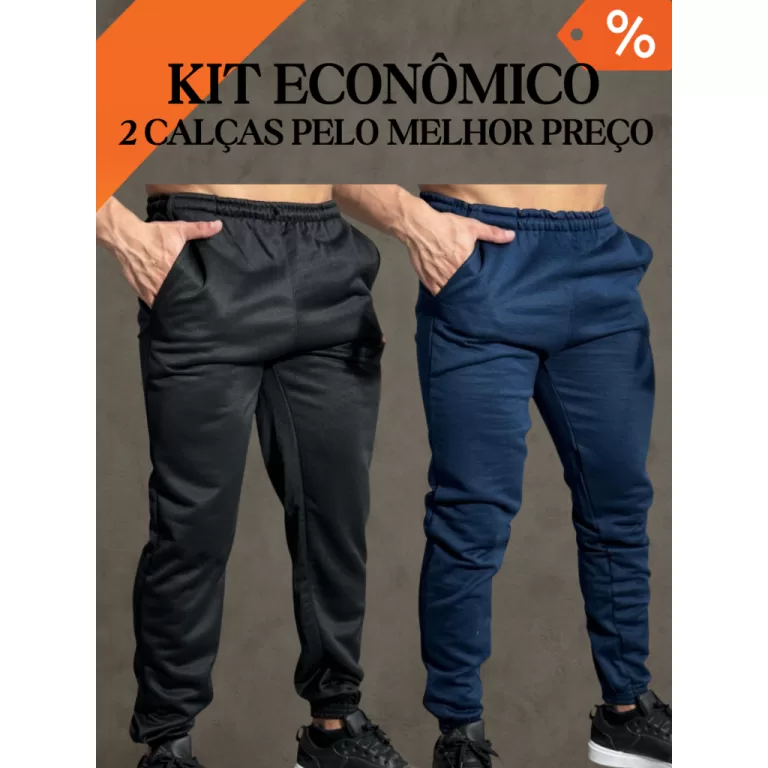 Kit 2 Calças Moletom Masculina Inverno Peluciada 