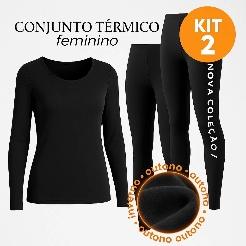 Kit 2 Conjunto Térmico Feminino Segunda Pele Resistente Esportivo Frio Intenso Confortável Anti-odor