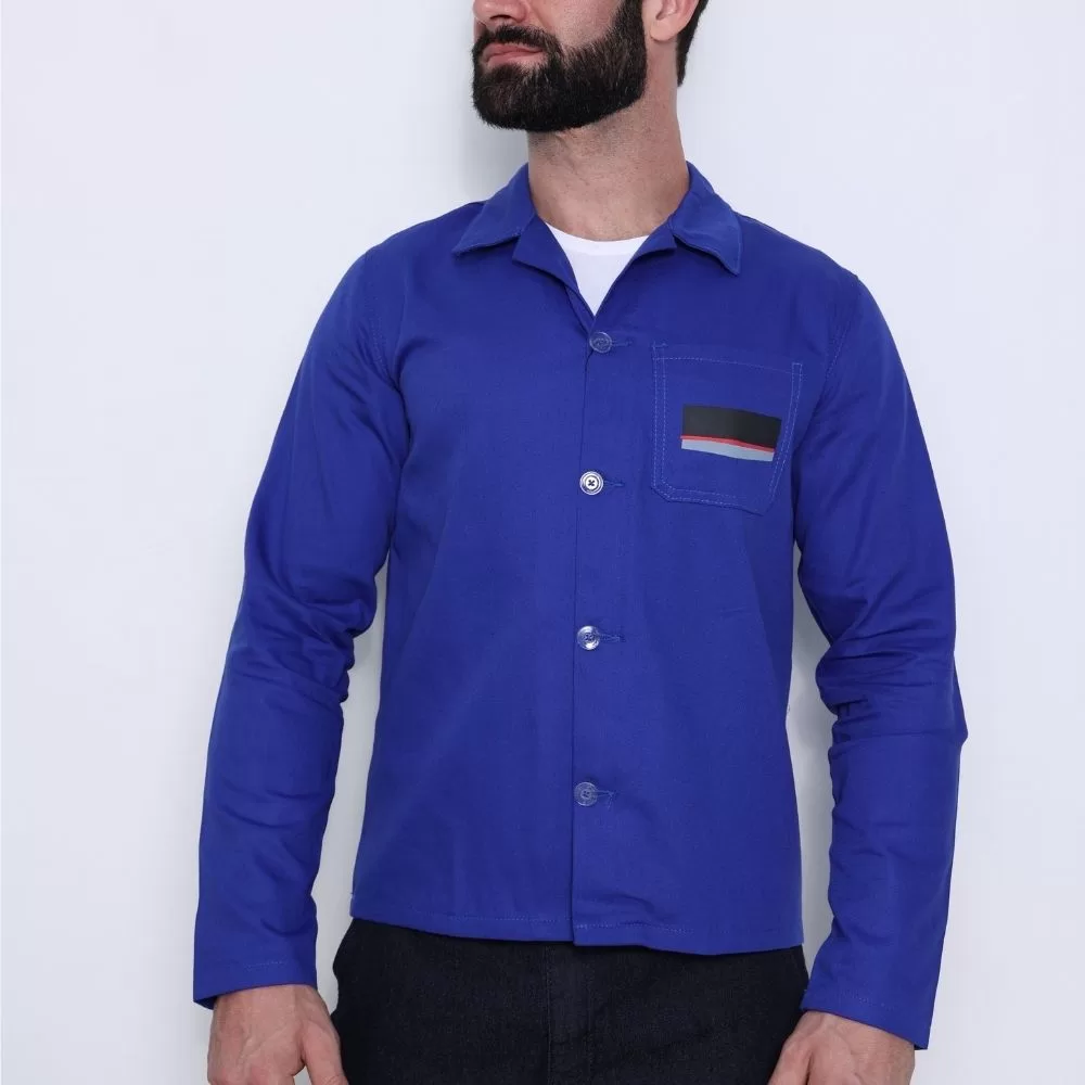 Camisa Brim Uniforme Jaleco de Brim – Manga Longa com botões e Bolsos para Trabalho Profissional
