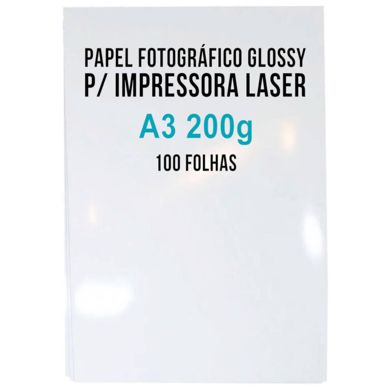 Papel Laser Glossy A3 200g Fotográfico Branco par