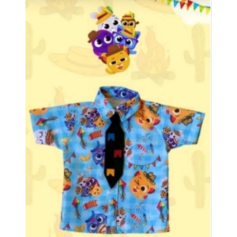 camisa arraia junina bolofofos tam 1 a 4 anos