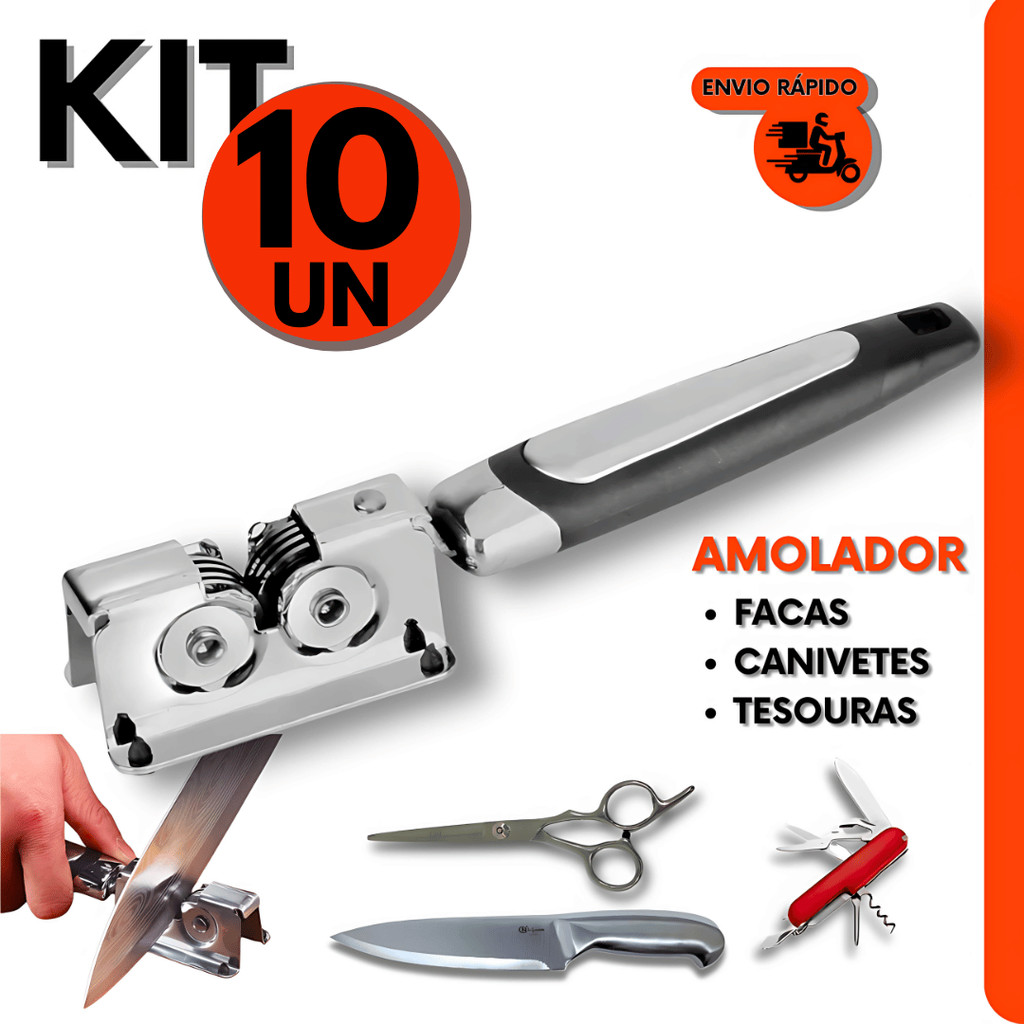 Kit 10 Amoladores de Facas, Tesouras,Canivetes P/ Corte Afiado P/ Bar Restaurante e Cozinha