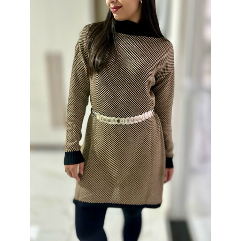 Poncho Xadrez Tricot Feminino Com Fenda Lateral In