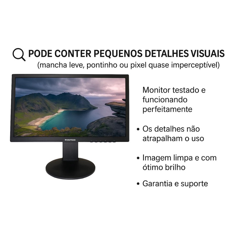 Monitor 20 LED Positivo VGA DVI – Seminovo com Garantia