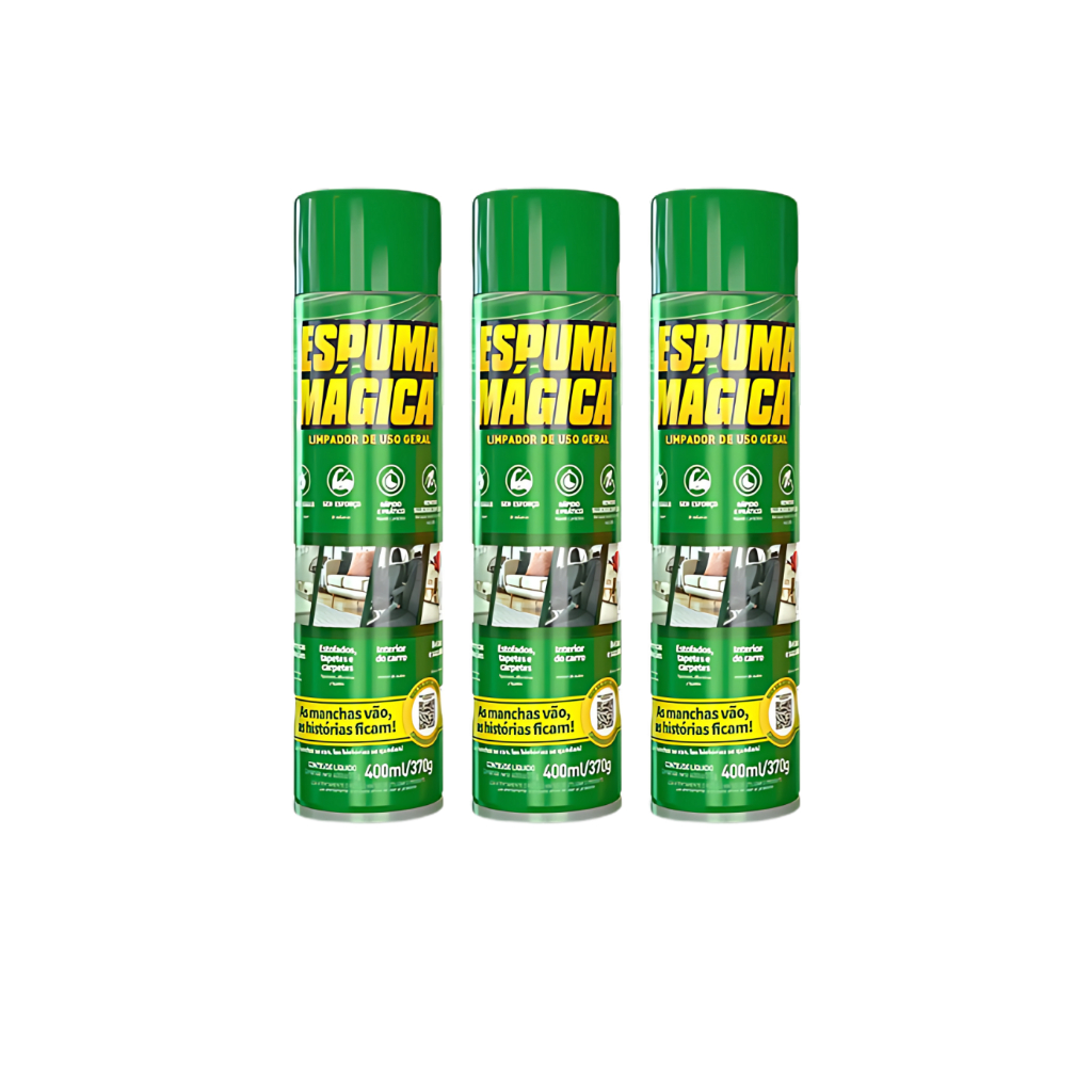 Kit 3 Espuma Mágica Limpa Tudo a Seco Limpa Banco de Carro, Sofá, Tênis Proauto 400ml Multiuso