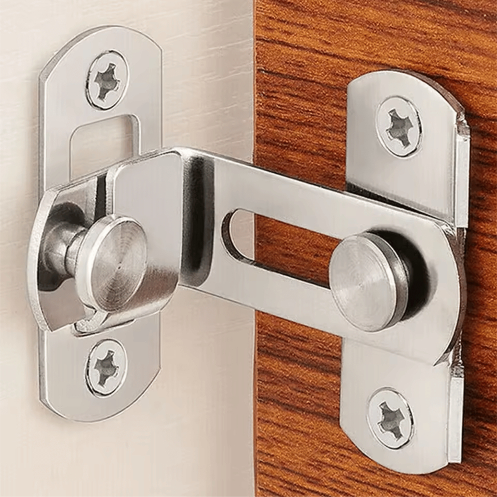 Fechadura Trava Tranca Angular 90° Canto Porta Janela Fecho Ferrolho Aço Inox Resistente