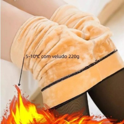 Meia Calça Preta Térmica Forrada Peluciad Lã Su
