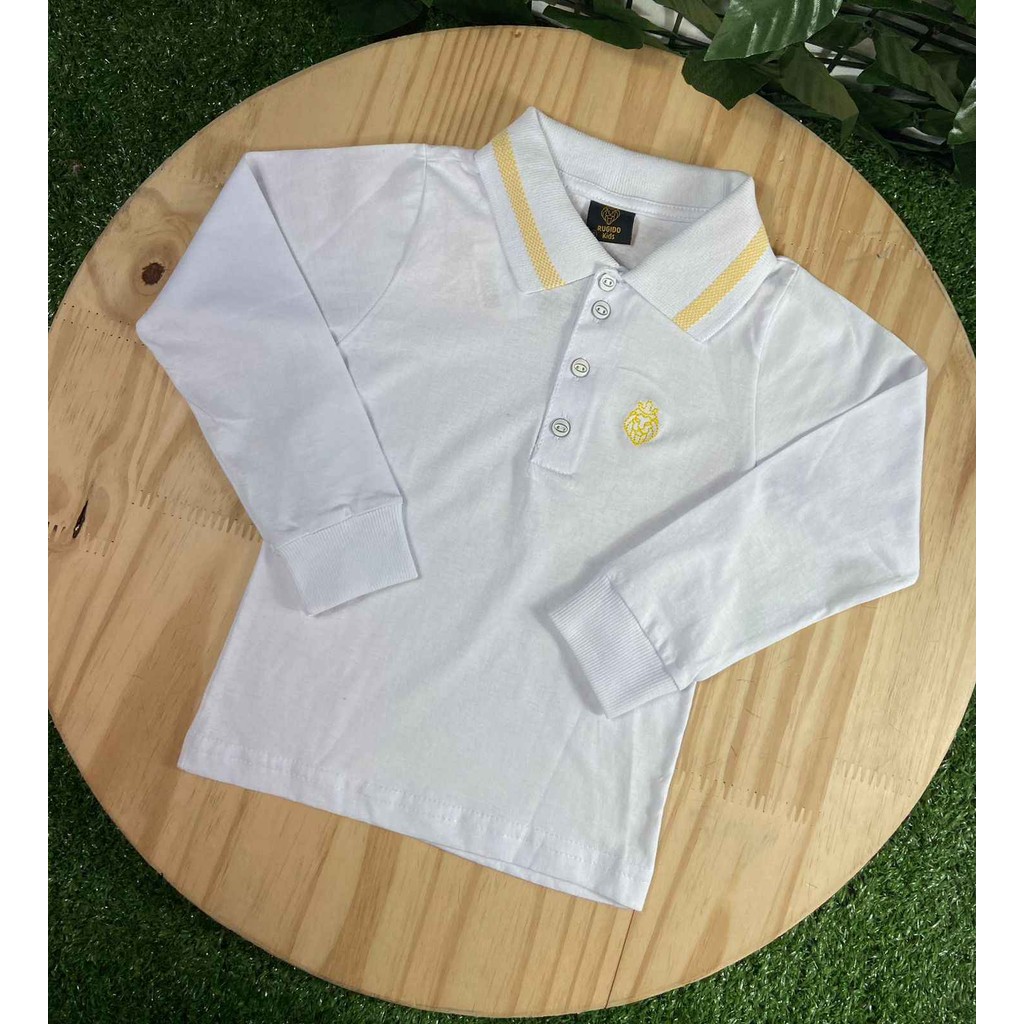 Polo Longa Branca Leão Infantil