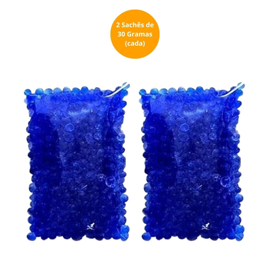 Silica Gel Azul 30g Kit 2 Sachês Desumidificador Aparelho Auditivo Guarda-Roupas Câmera Fotográfica