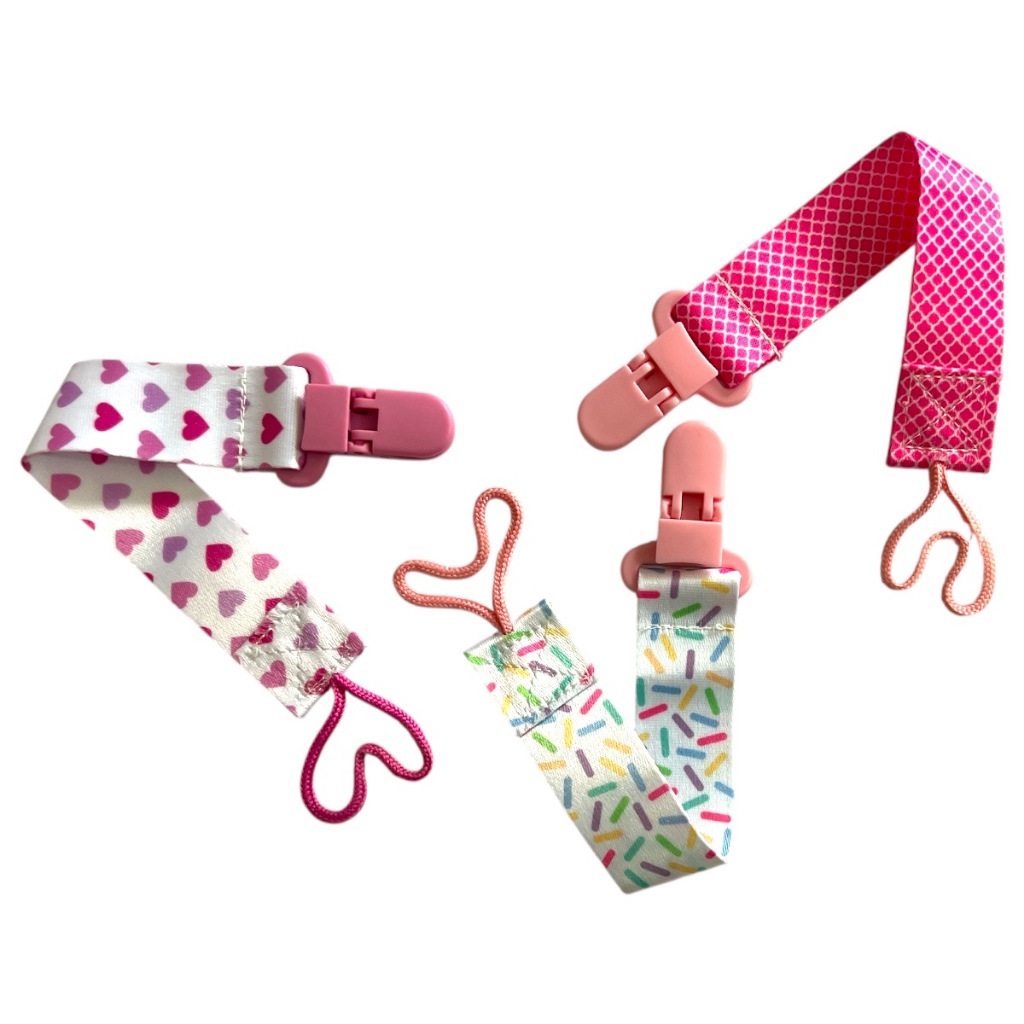 Clipe Prendedor de Chupeta Infantil Estampado Menina Rosa – 1 Un