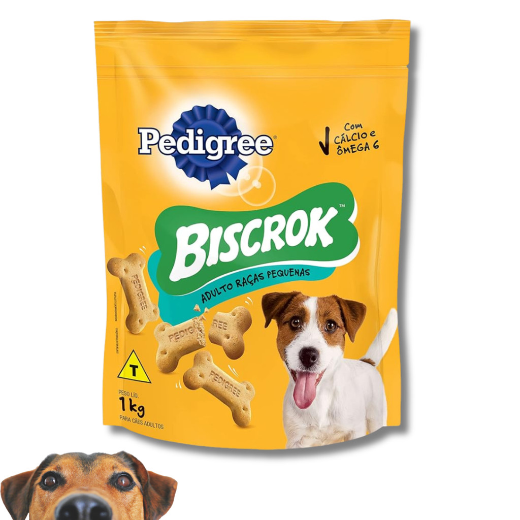 Biscoito Pedigree Biscrok Para Cães Adultos Raças Pequenas Leite 1kg