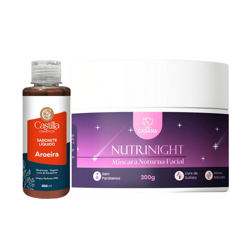 Kit Sabonete Castilla Aroeira 200mL + Máscara NutriNight Fio Cabana 300g | Vegano e Natural