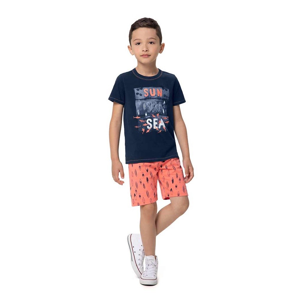 Conjunto Infantil Masculino Verão Azul Malwee Original Tamanho 10