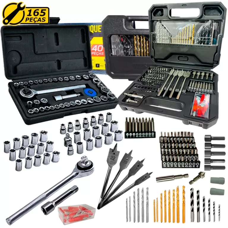 Kit Jogo De Ferramentas 165 Peças Com Brocas Bits