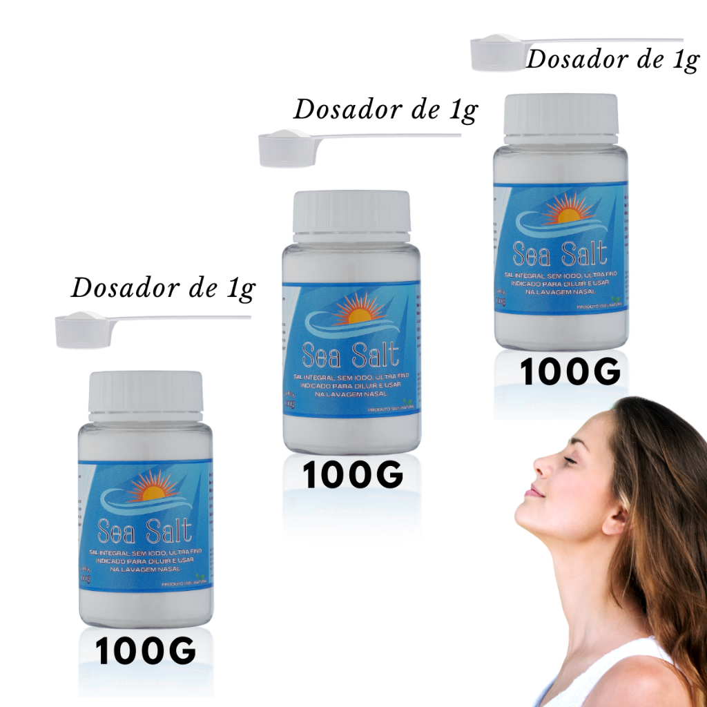 Kit 3 Unidades Sal Para Lavagem Nasal Ultrafino 100g