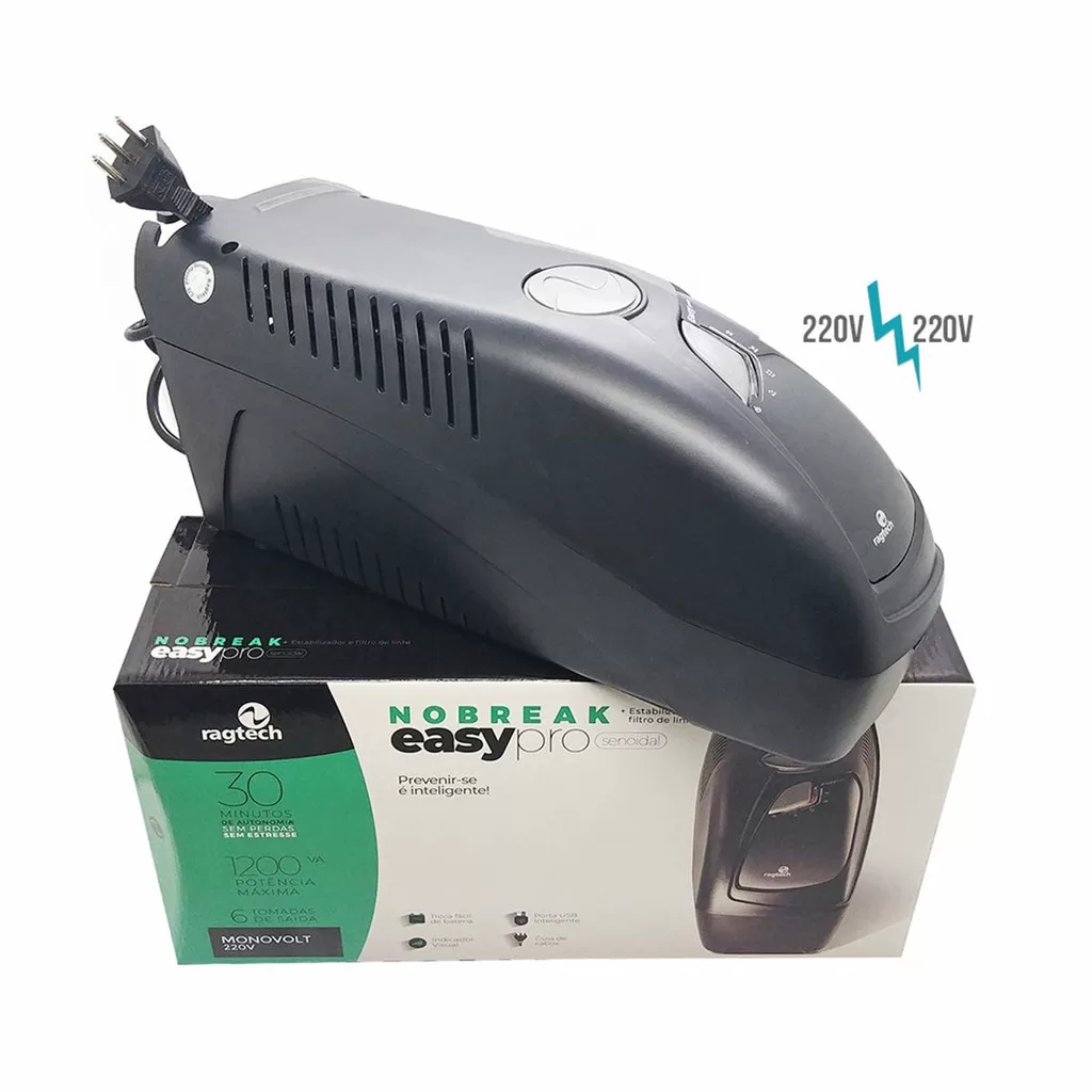 Nobreak 220V Senoidal Puro 1200VA 840W Entrada e Saída 220V Porta USB Inteligente + Estabilizador e