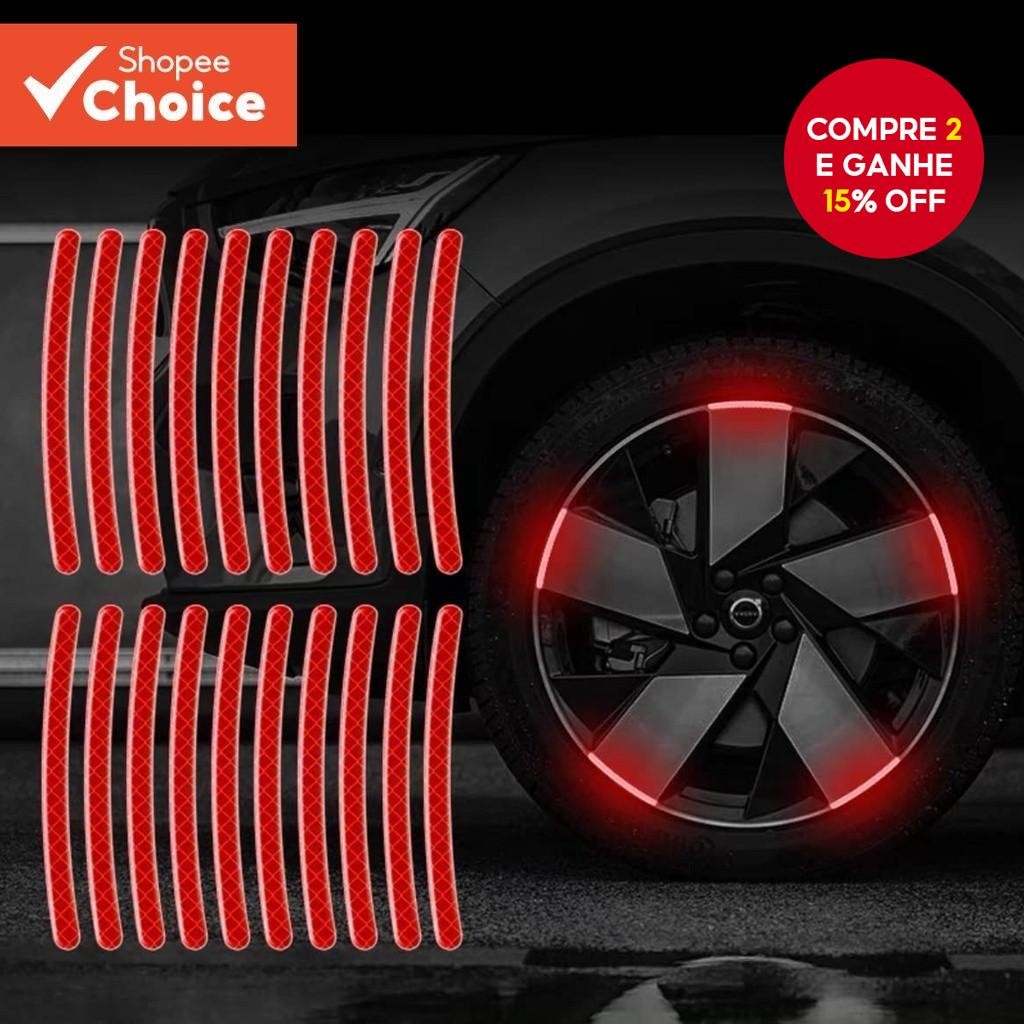 20 Peças Adesivos Refletivos De Listras Decorativas Para Rodas De Carro , De Aviso De Segurança Notu