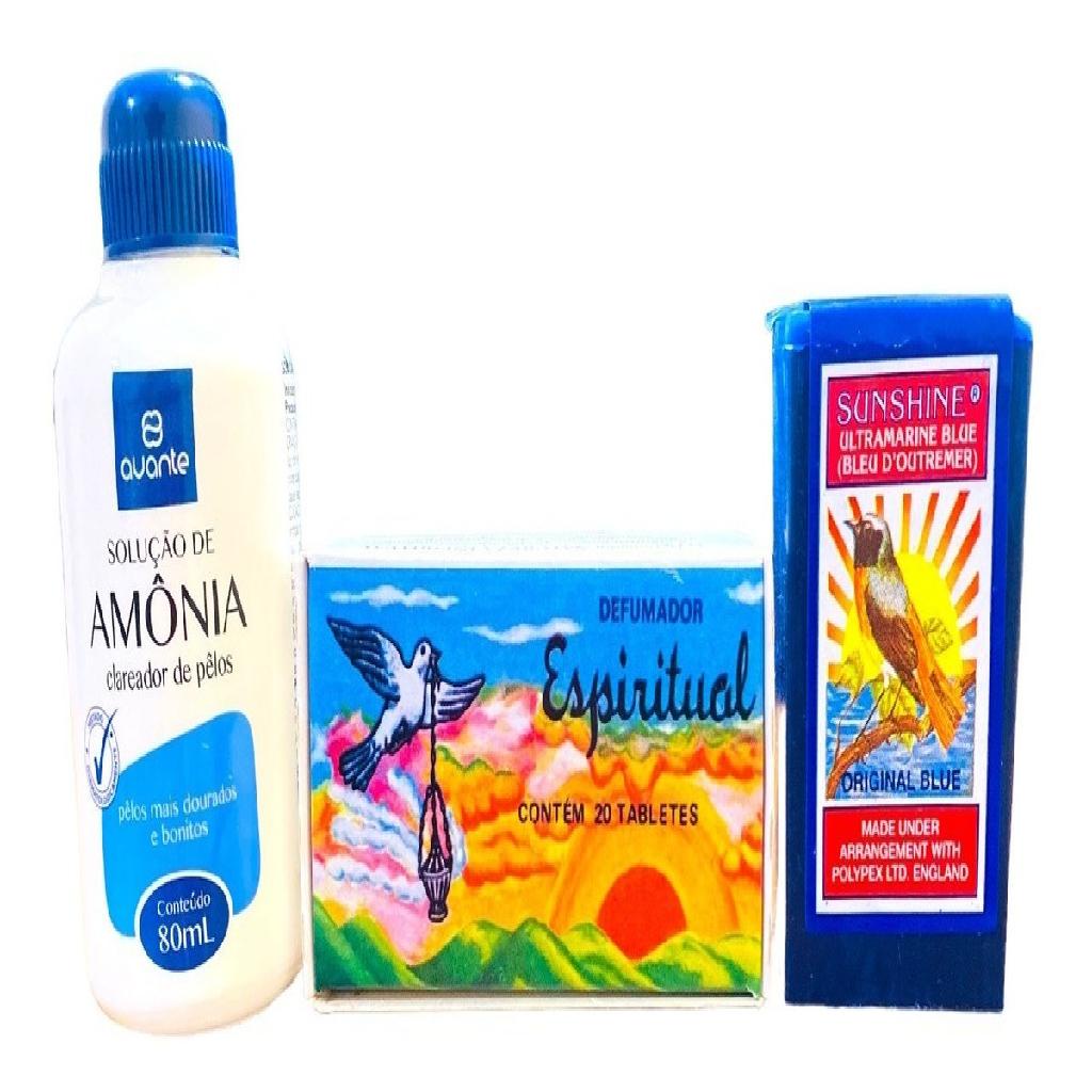Kit Limpeza Espiritual Anil Defumador Espitirual E Amonia