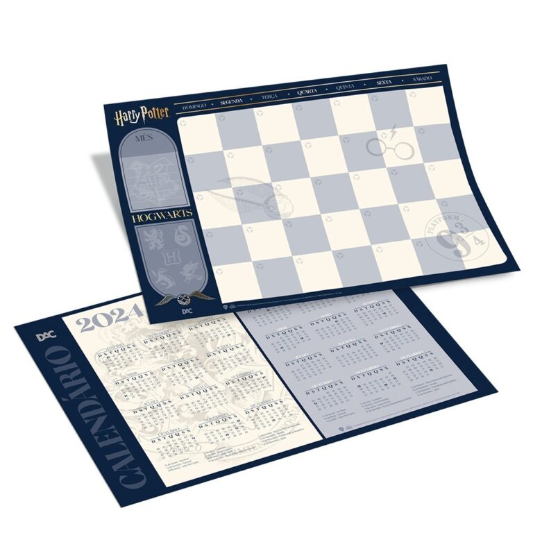 Bloco Mensal 12 Folhas + Calendário Harry Potter 