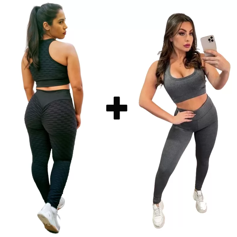 Kit Conjunto Empina Feminino Roupa de Academia Tul