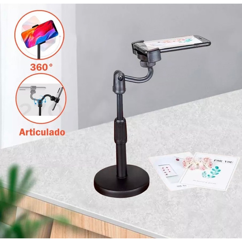 Tripe Para Mesa Suporte Celular Com Altura Ajustável 360 Universal