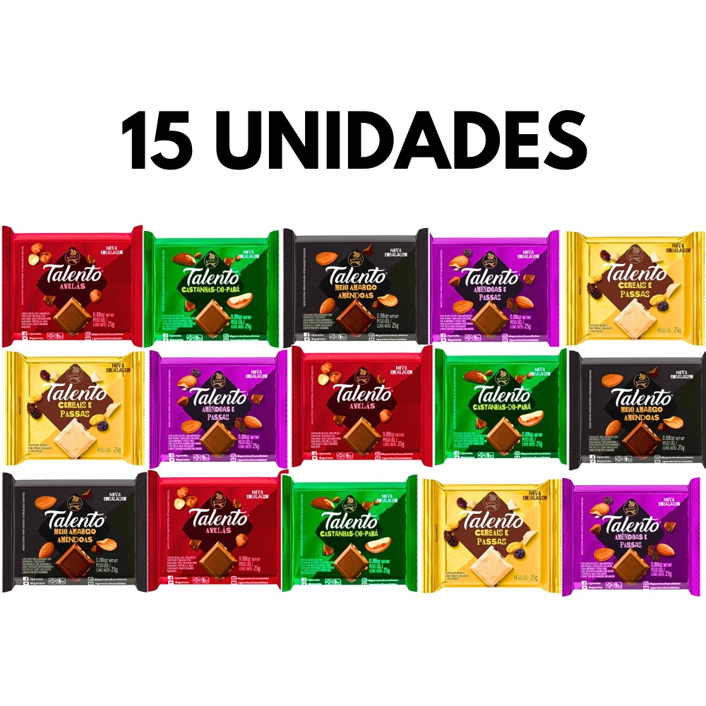 Kit Chocolate Talento Garoto Sortido – 15un De 25g Cada