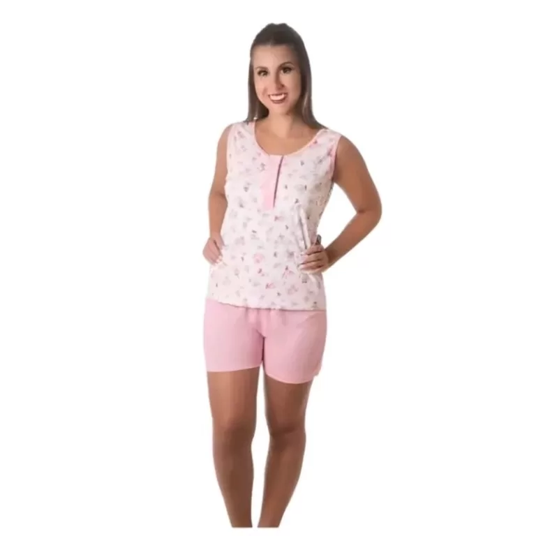 Short Doll  Algodão Feminino Com Abertura Frontal