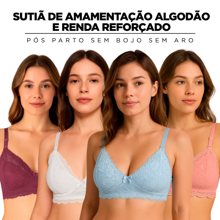 Sutiã de Amamentação Algodão e Renda Reforçad