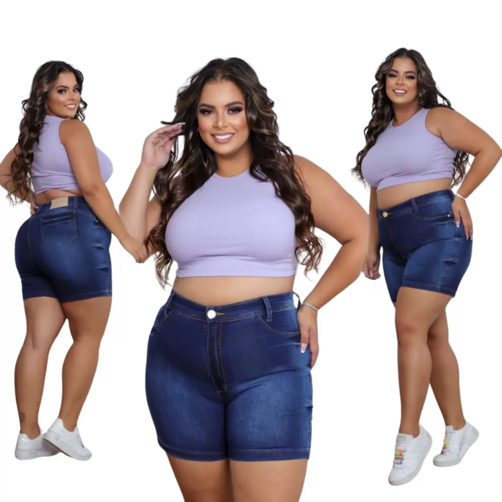 Bermuda Meia Coxa Feminina Plus Size Confortável Curve Cintura Alta Tamanhos 48 50 52 54 Moda Grande