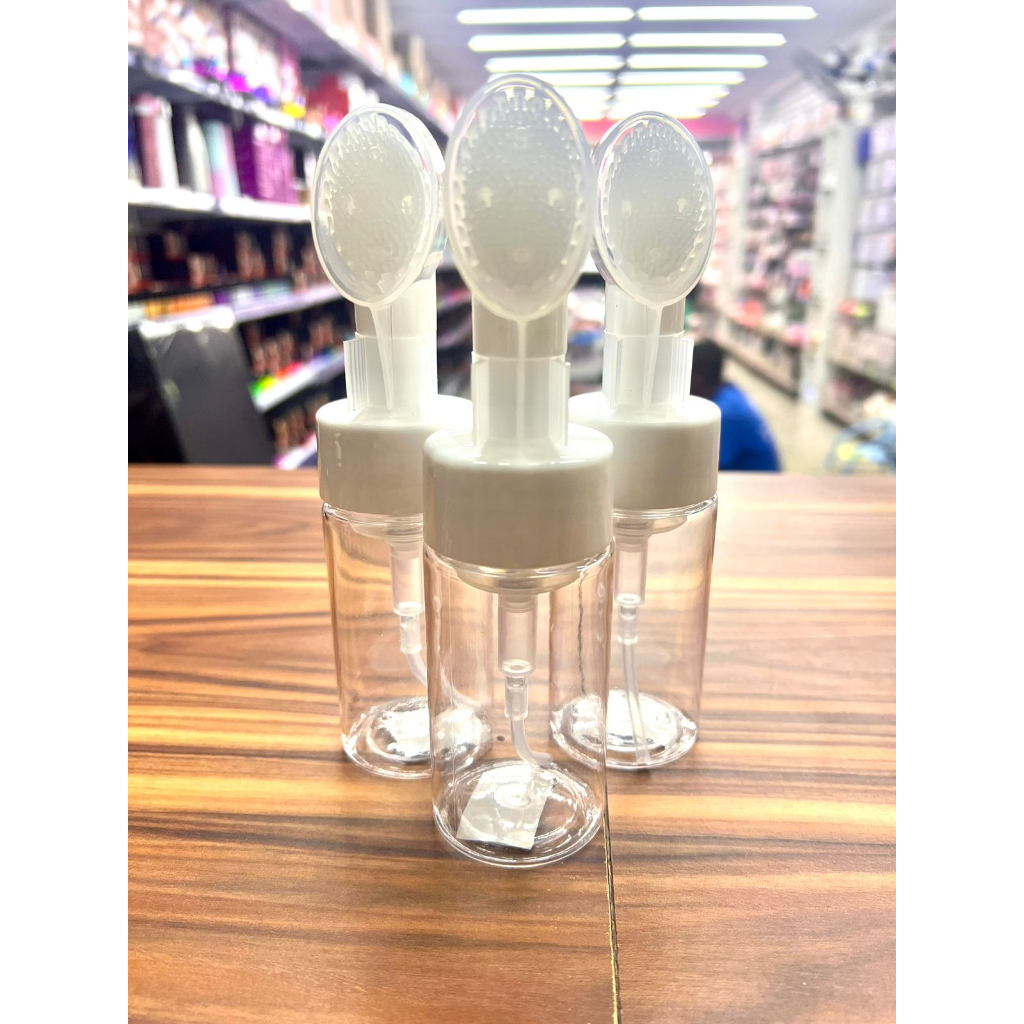 Frasco Pump Espumador Com Escova De Silicone Para Limpeza  150ml branca