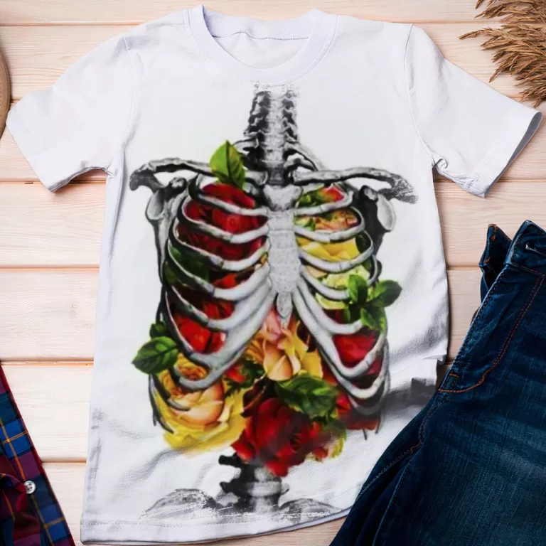 Camiseta Caveira Skull Floral Rosas – Dicell