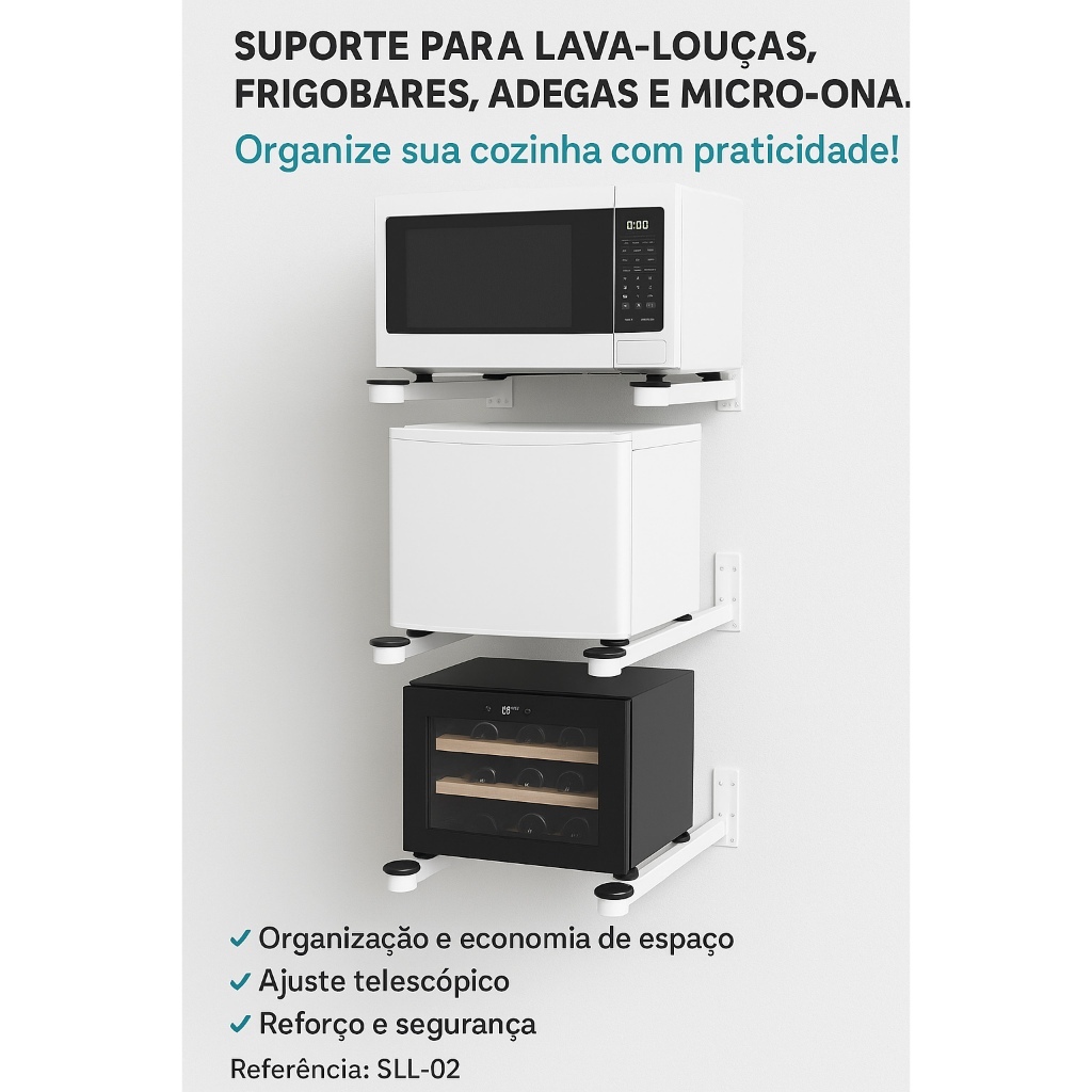SUPORTE PARA LAVA-LOUÇAS, FRIGOBARES, ADEGAS, CHAPAS, MINI GELADEIRAS DE FERRO FIXO OU REGULAVEL –