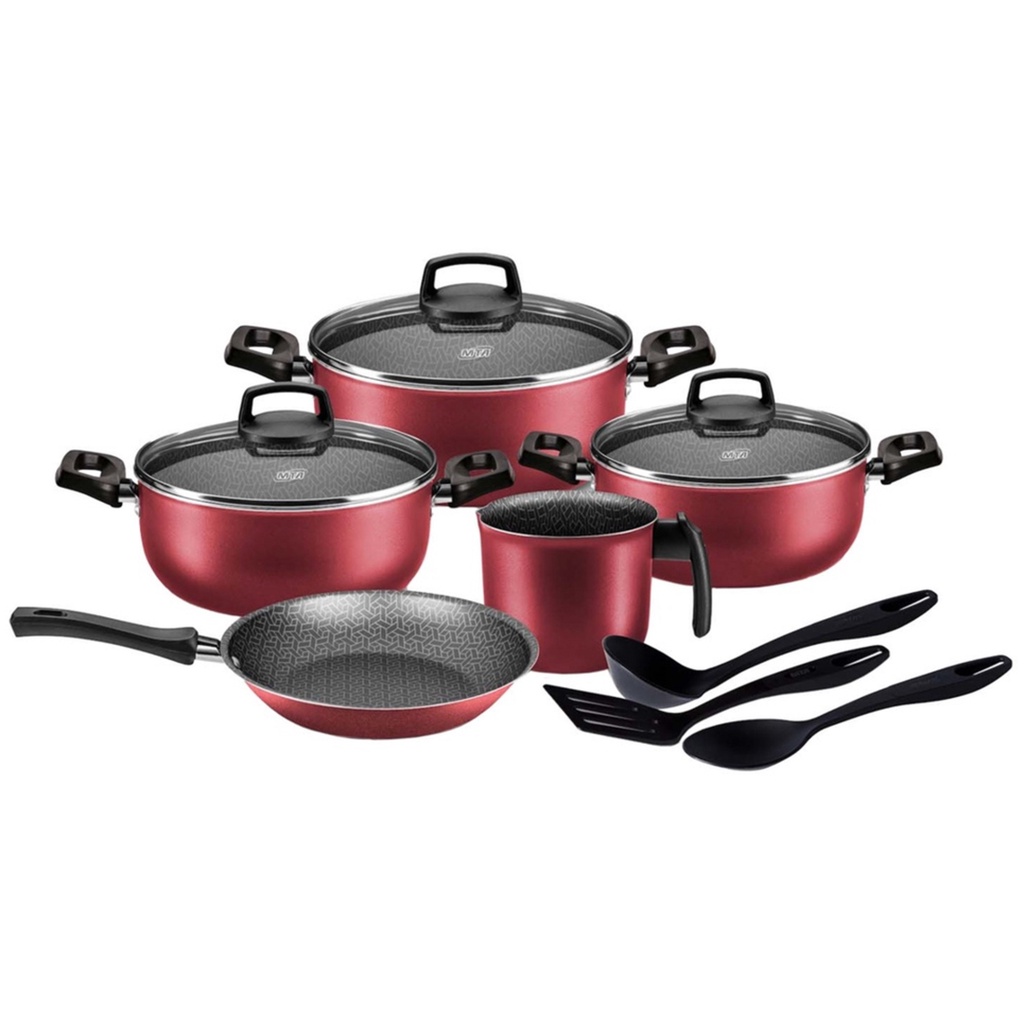 Jogo de Panelas Antiaderente MTA Decor 8 Pç Vermelho