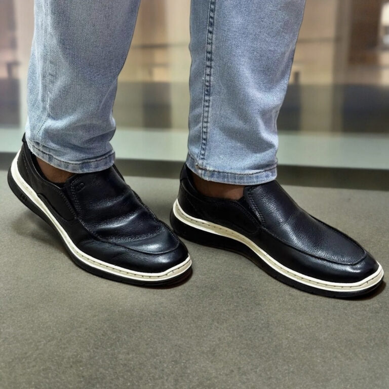 Sapatênis Masculino Mocassim Couro Conforto Casua