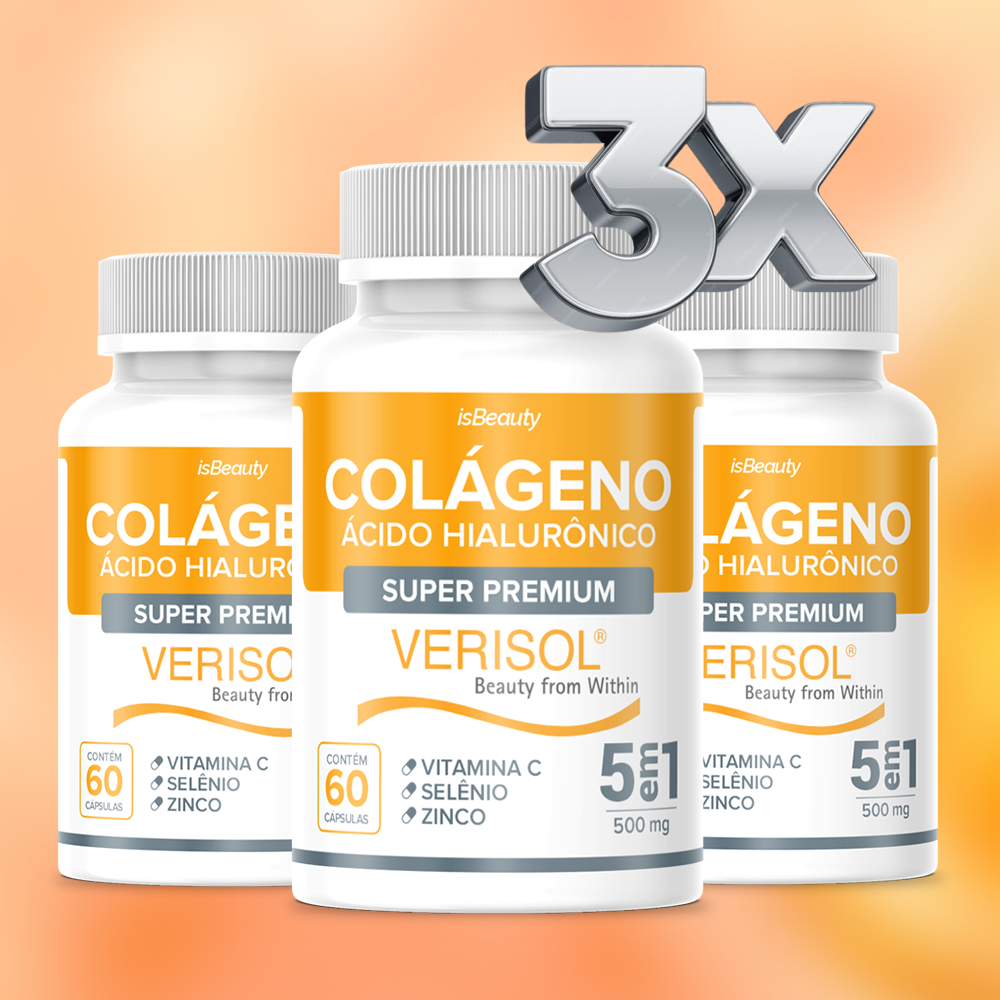 Kit 3 Colágeno Hidrolisado Verisol Premium Original com Vitamina C – 180 Cápsulas – Envio Rápido